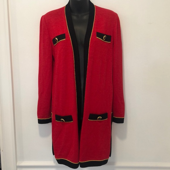 St John Cardigan Red Sweater 